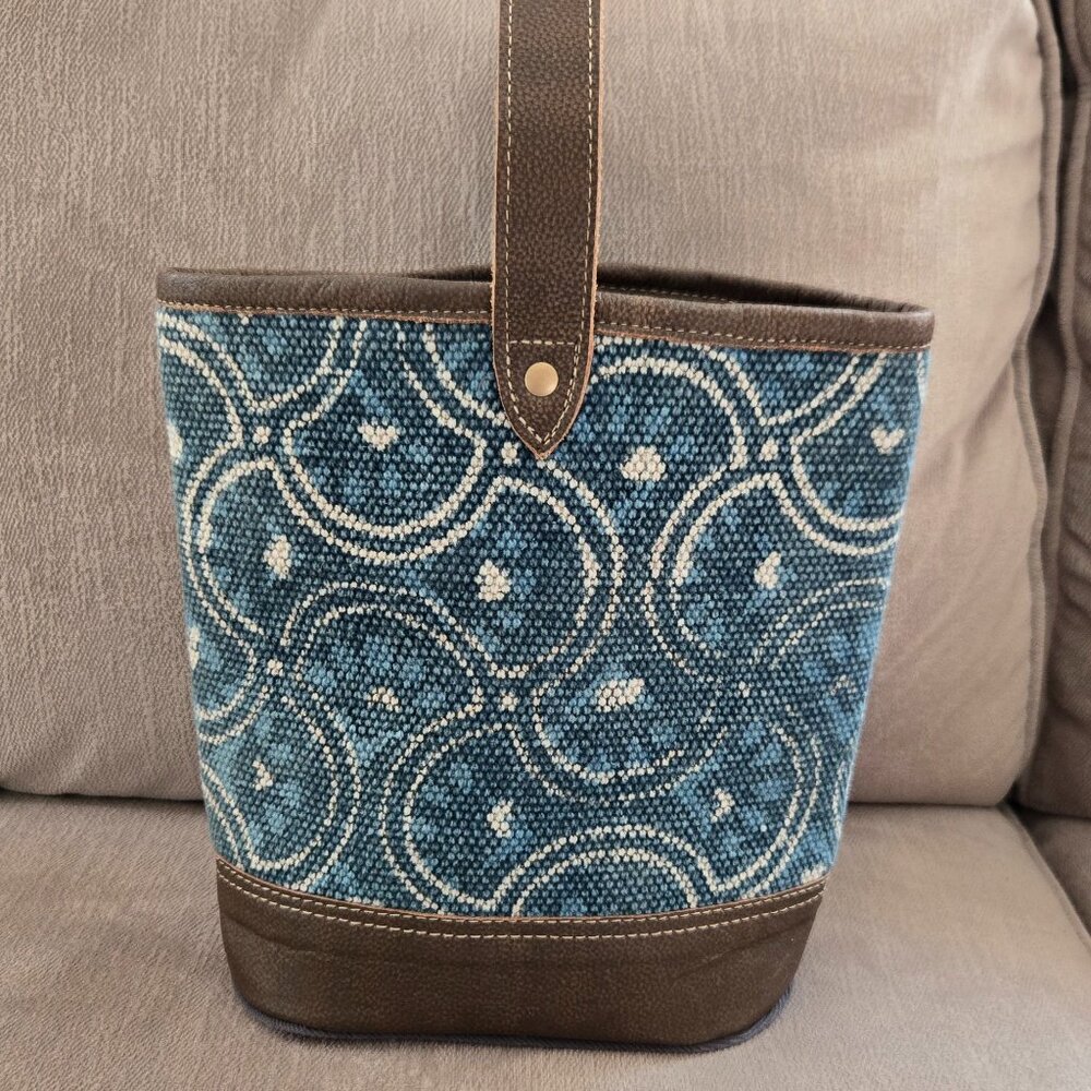 Myra Bag Blue Denim Leather Shoulder Bag